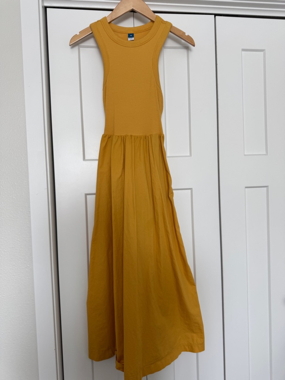Sleeveless Midi Dress in Mustard Yellow
